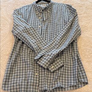 Timberland Men’s XXL Blue White Plaid Button-Down Casual Shirt Cotton